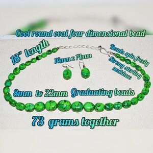 New JAY KING Sterling Silver Necklace & Earrings Set Mojave Green Turquoise